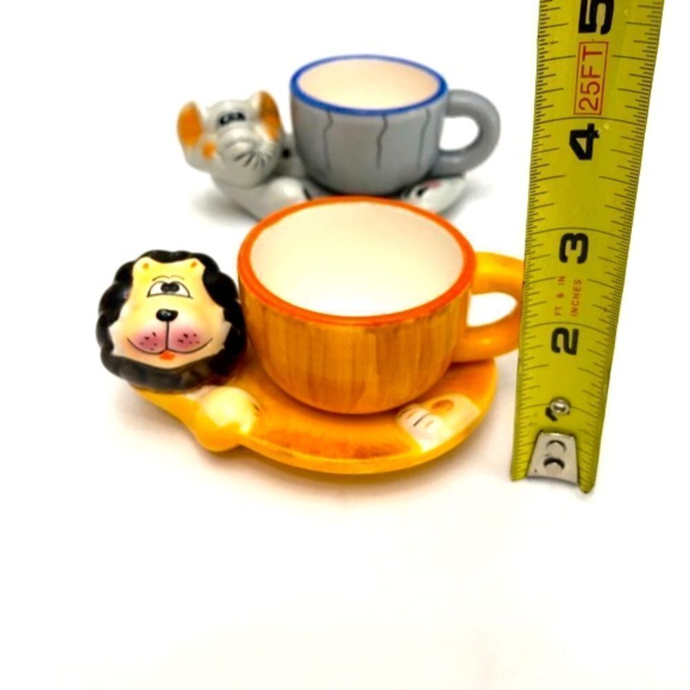 Set /2 Siaki Rare Elephant & Leon Mini Ceramic Cups - Picture 8 of 10